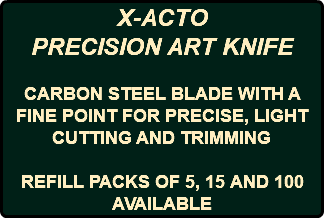 X-ACTO PRECISION ART KNIFE CARBON STEEL BLADE WITH A FINE POINT FOR PRECISE, LIGHT CUTTING AND TRIMMING REFILL PACKS OF 5, 15 AND 100 AVAILABLE
